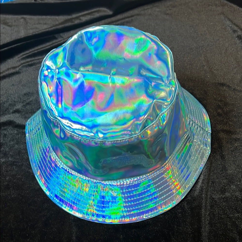NWT Shiny Blue Holographic Bucket Hat